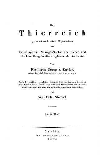 Das Thierreich: Teil 1