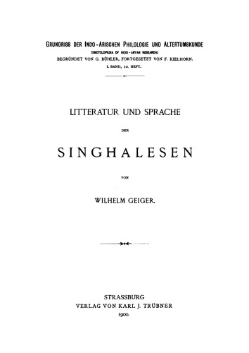 Litteratur und Sprache der Singhalesen
