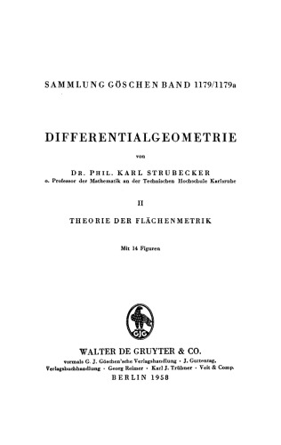 Differentialgeometrie: Band 2 Theorie der Flächenmetrik