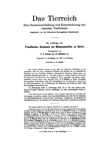 Das Tierreich / The Animal Kingdom. Lfg. 64 Lepidoptera: Baroniidae, Teinopalpidae, Parnassiidae pars 1