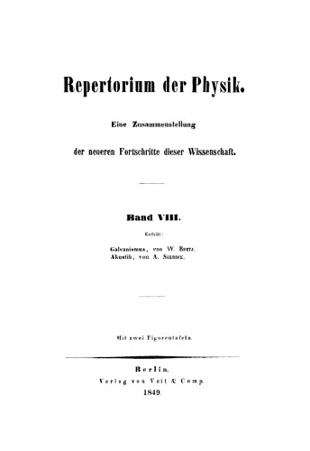 Repertorium der Physik: Band 8