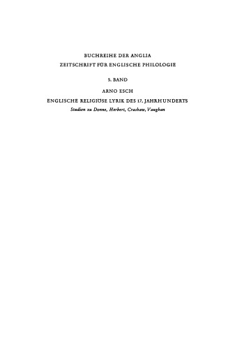 Englische religiöse Lyrik des 17. Jahrhunderts: Studien zu Donne, Herbert, Crashaw, Vaughan