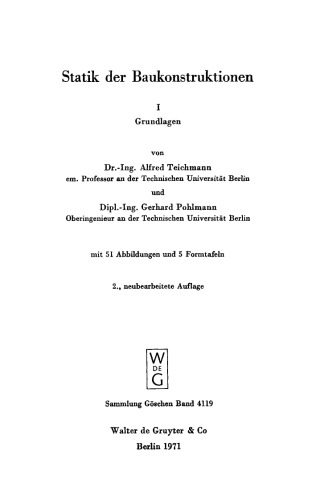 Statik der Baukonstruktionen: Band 1 Grundlagen