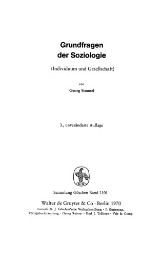 Grundfragen der Soziologie: (Individuum und Gesellschaft)