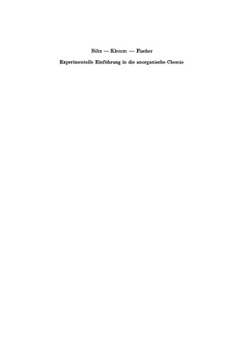 Experimentelle Einführung in die anorganische Chemie