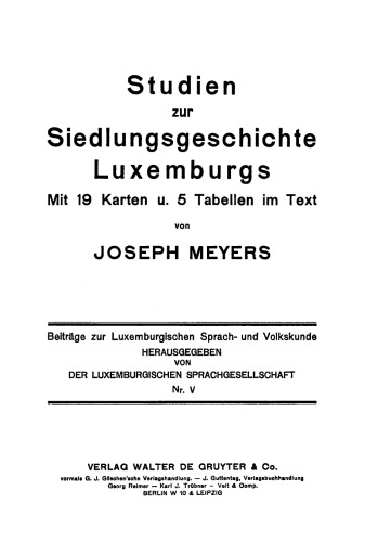 Studien zur Siedlungsgeschichte Luxemburgs