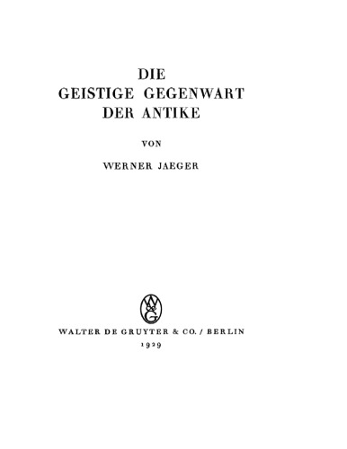 Die geistige Gegenwart der Antike