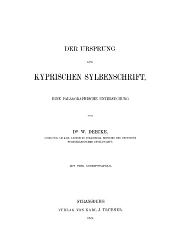 Der Ursprung der kyprischen Sylbenschrift: Eine paläographische Untersuchung