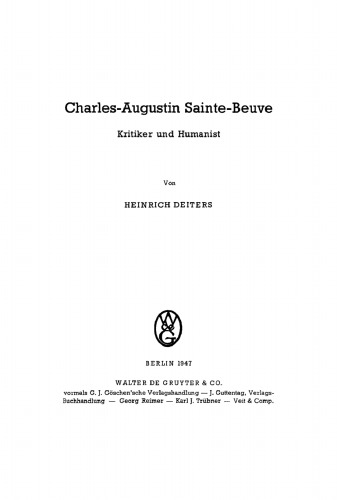 Charles-Augustin Sainte-Beuve: Kritiker und Humanist