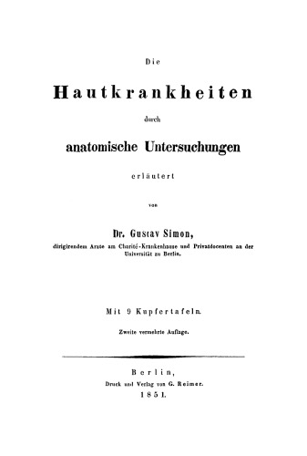 Die Hautkrankheiten: Durch anatomische Untersuchungen erläutert