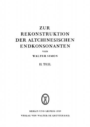 Zur Rekonstruktion der altchinesischen Endkonsonanten, II