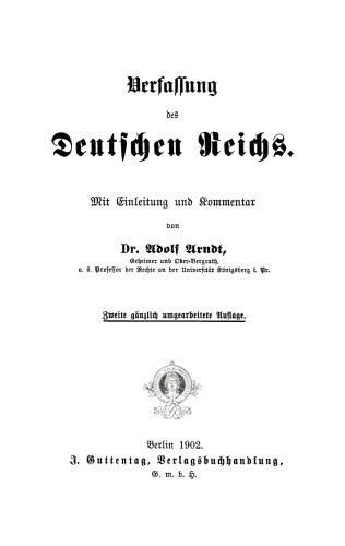 Verfassung des Deutschen Reichs: Mit Einleitung und Kommentar