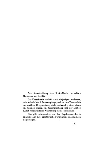Die Gestaltung des Erzes und ihre technischen Grundlagen: Sammlung Kluge. Verzeichnis des Ersten Teiles der Sammlung