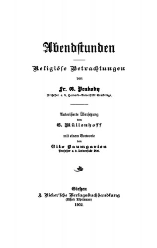 Abendstunden: Religiöse Betrachtungen