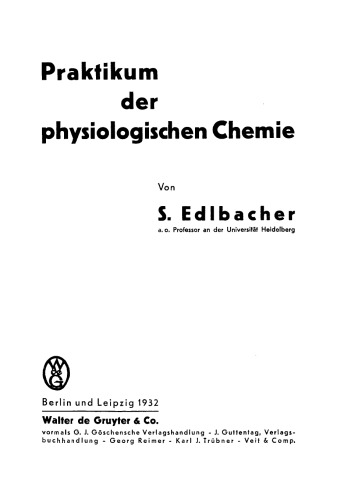 Praktikum der physiologischen Chemie