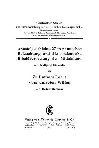 Apostelgeschichte 27 in nautischer Beleuchtung und die ostdeutsche Bibelübersetzung des Mittelalters
