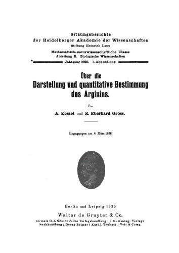 Über die Darstellung und quantitative Bestimmung des Arginins