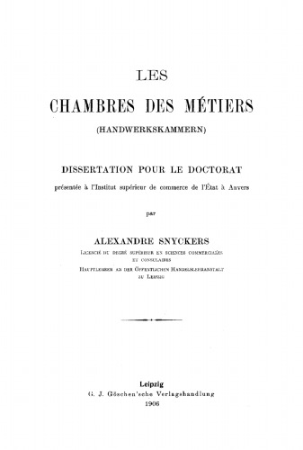 Les chambres des métiers (Handwerkskammern)