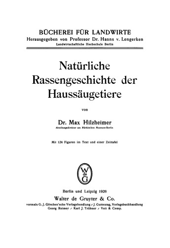Natürliche Rassengeschichte der Haussäugetiere