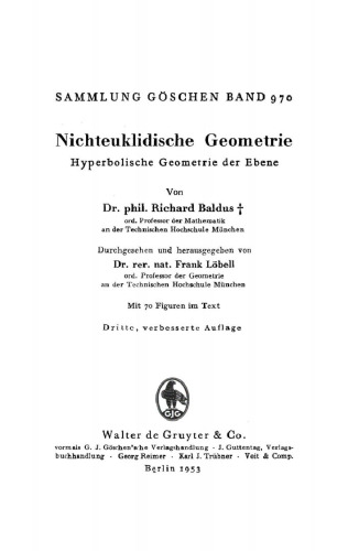 Nichteuklidische Geometrie: Hyperbolische Geometrie der Ebene