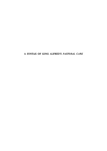 A Syntax of King Alfred's Pastoral care