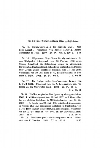Strafgesetzbuch der Republik Chile: Amtliche Ausgabe