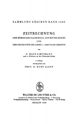 Zeitrechnung der römischen Kaiserzeit, des Mittelalters und der Neuzeit für die Jahre 1–2000 nach Christus