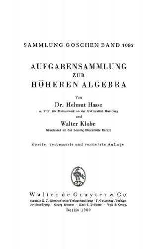 Aufgabensammlung zur höheren Algebra