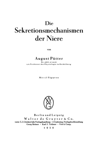 Die Sekretionsmechanismen der Niere