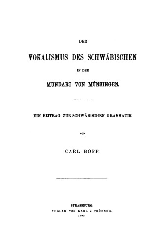 Der Vokalismus des Schwäbischen in der Mundart von Münsingen
