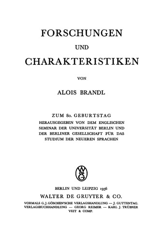 Forschungen und Charakteristiken