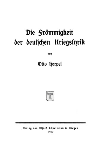 Die Frömmigkeit der deutschen Kriegslyrik
