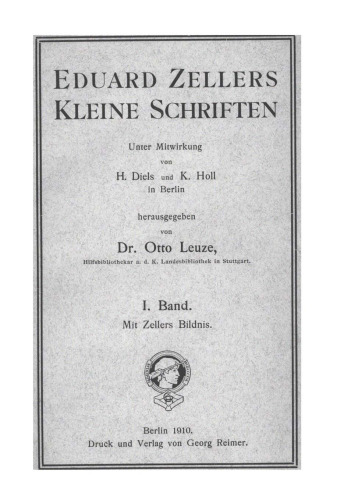 Eduard Zellers Kleine Schriften