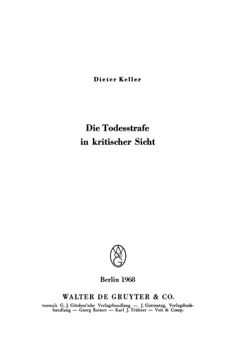 Die Todesstrafe in kritischer Sicht