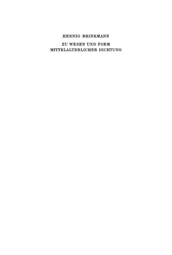 Zu Wesen und Form mittelalterlicher Dichtung