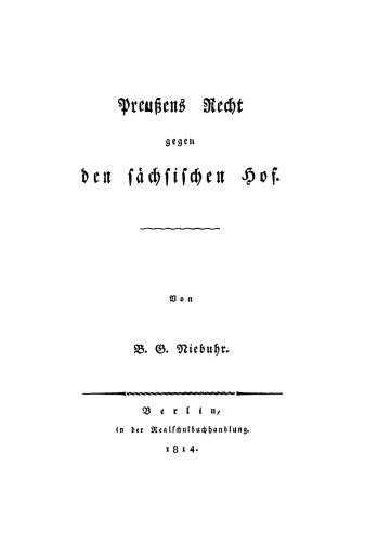 Preußens Recht gegen den sächsischen Hof