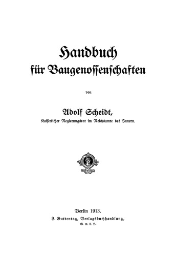 Handbuch für Baugenossenschaften