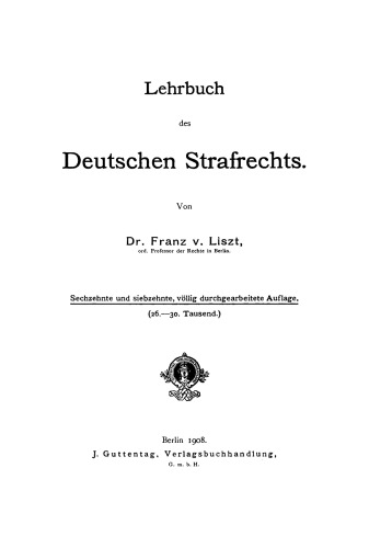 Lehrbuch des deutschen Strafrechts