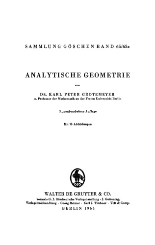 Analytische Geometrie