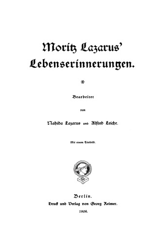 Moritz Lazarus’ Lebenserinnerungen