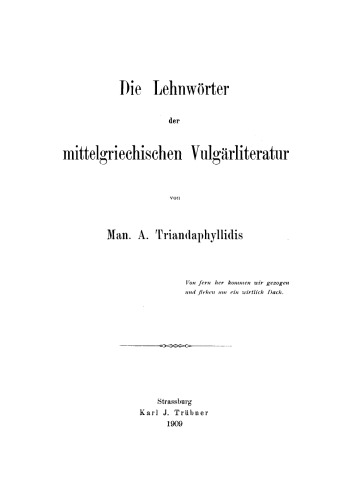 Die Lehnwörter der mittelgriechischen Vulgärliteratur