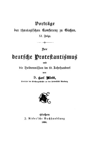 Der deutsche Protestantismus und die Heidenmission im 19. Jahrhundert