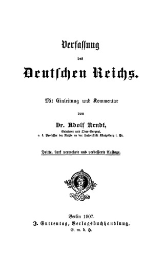 Verfassung des Deutschen Reichs: Mit Einleitung und Kommentar