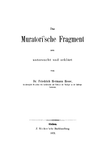 Das Muratori'sche Fragment
