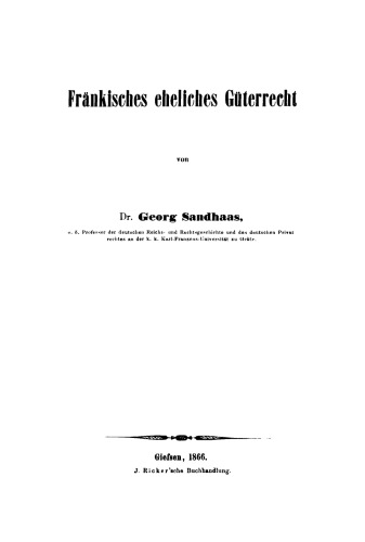 Fränkisches eheliches Güterrecht