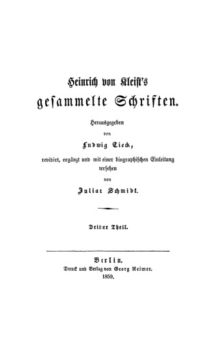 Heinrich von Kleist’s gesammelte Schriften: Teil 3