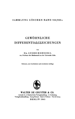 Gewöhnliche Differentialgleichungen