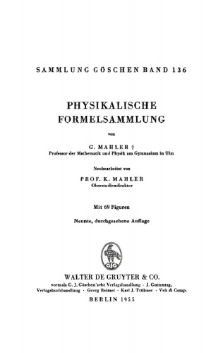 Physikalische Formelsammlung