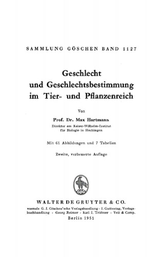 Geschlecht und Geschlechtsbestimmung im Tier- und Pflanzenreich