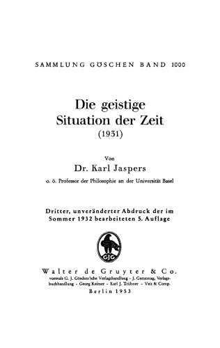 Die geistige Situation der Zeit